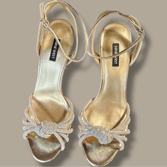 NWOT Nine West ‘Wowzz Platform Dress Sandals’ in “Bronze Crystal” Size 11 - Picture 7 of 16